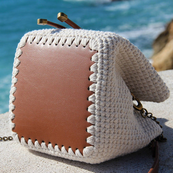 Bucket Bag with PU Leather Bottom
2